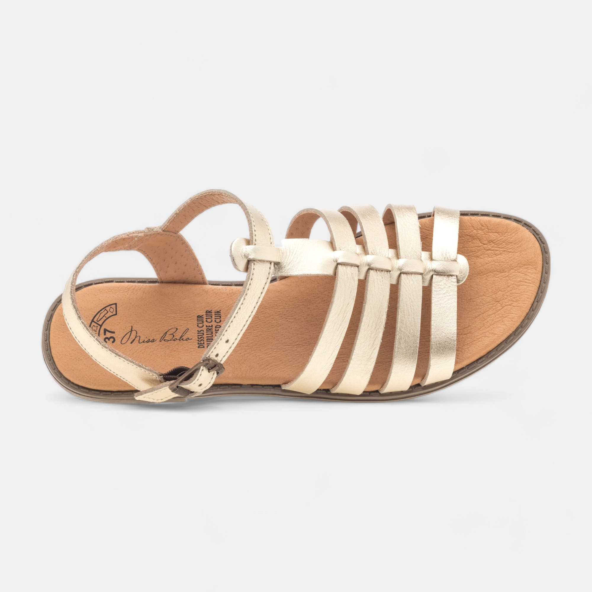 Nu-pieds Femme en cuir or