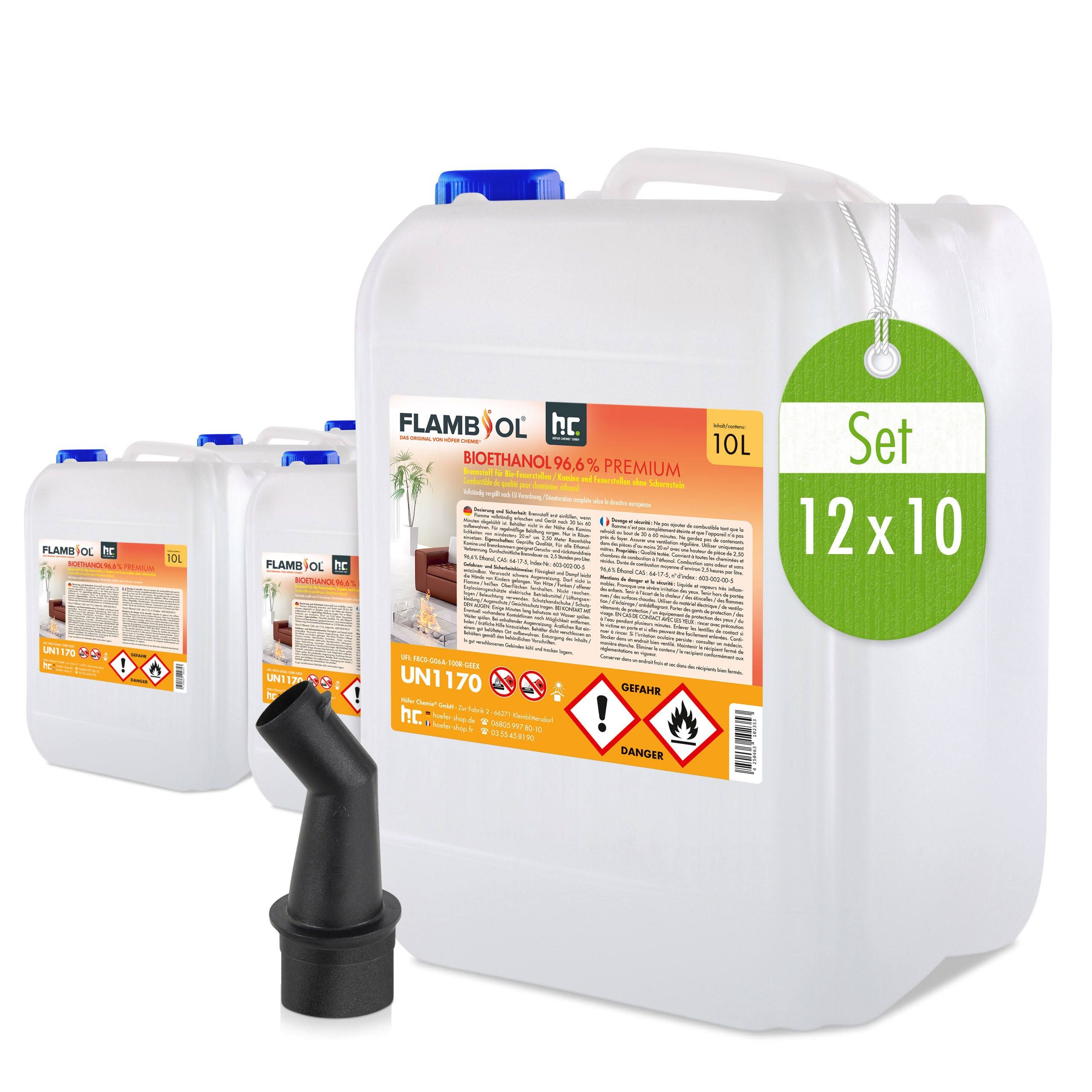 FLAMBIOL 10 L Bioethanol 96,6% Premium für Ethanolkamin in Kanistern