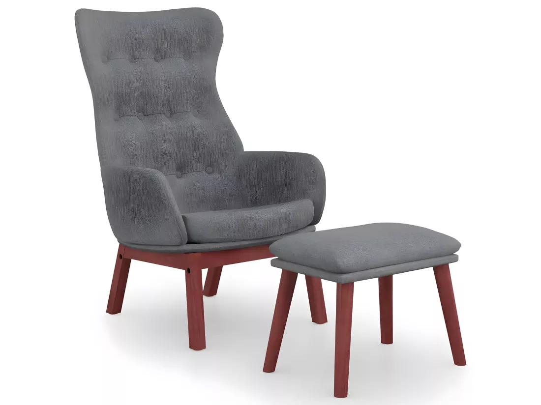 Chaise de relaxation avec repose-pied Gris clair Tissu