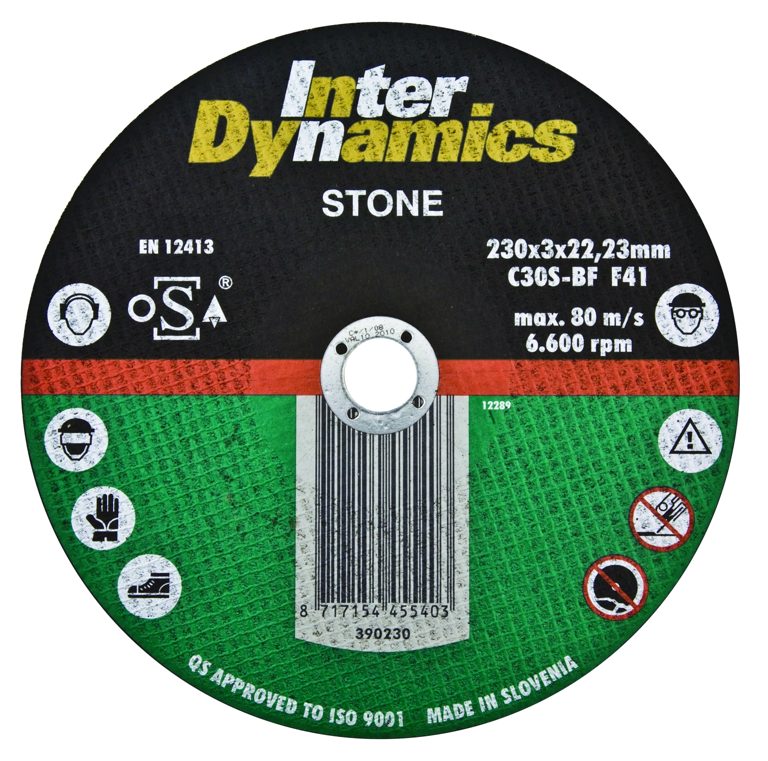 InterDynamics 390125 doorslijpschijf - 125 x 22,23 x 3mm - Steen