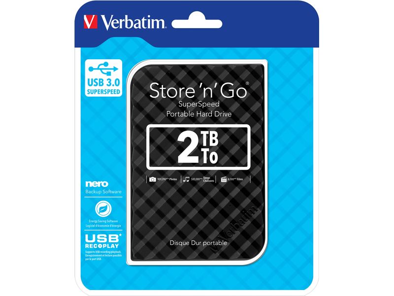 Verbatim Externe Festplatte Store 'n' Go 2 TB Externe Festplatte mit 2 TB Kapazität