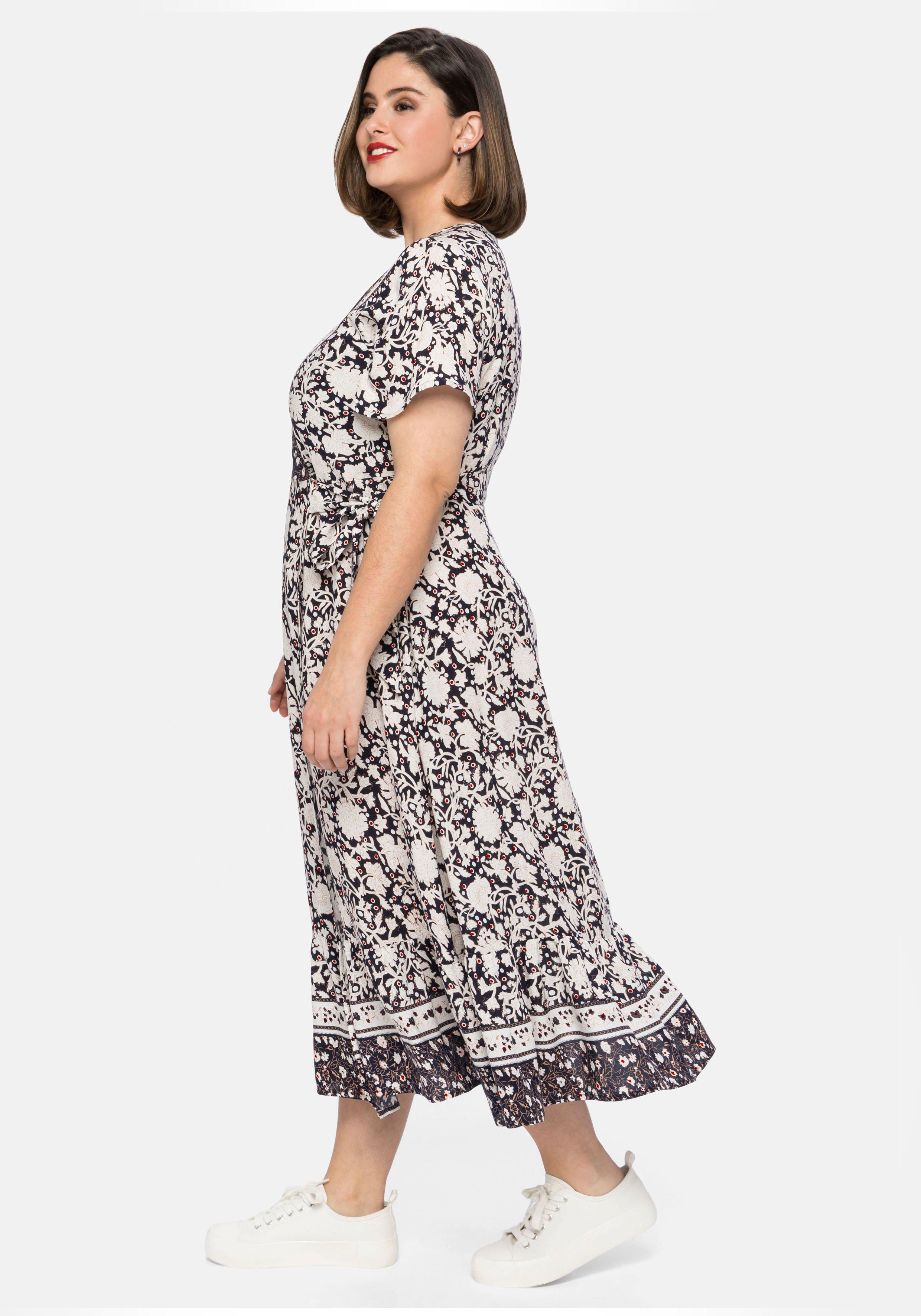 Maxikleid in Wickeloptik, mit Volant am Saum