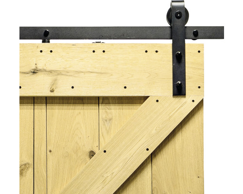 Complete schuifdeurset Barn Door Motif X Eiken fineer 79x210 cm incl. deurblad, schuifdeurbeslag en krukset