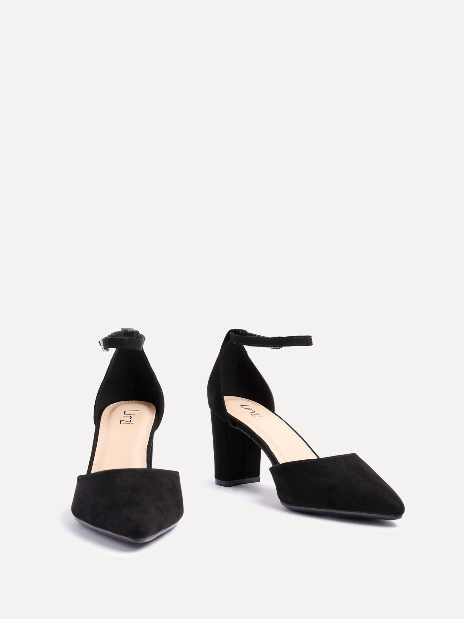 Zwart - Linzi Leona pumps met blokhak en dichte hiel