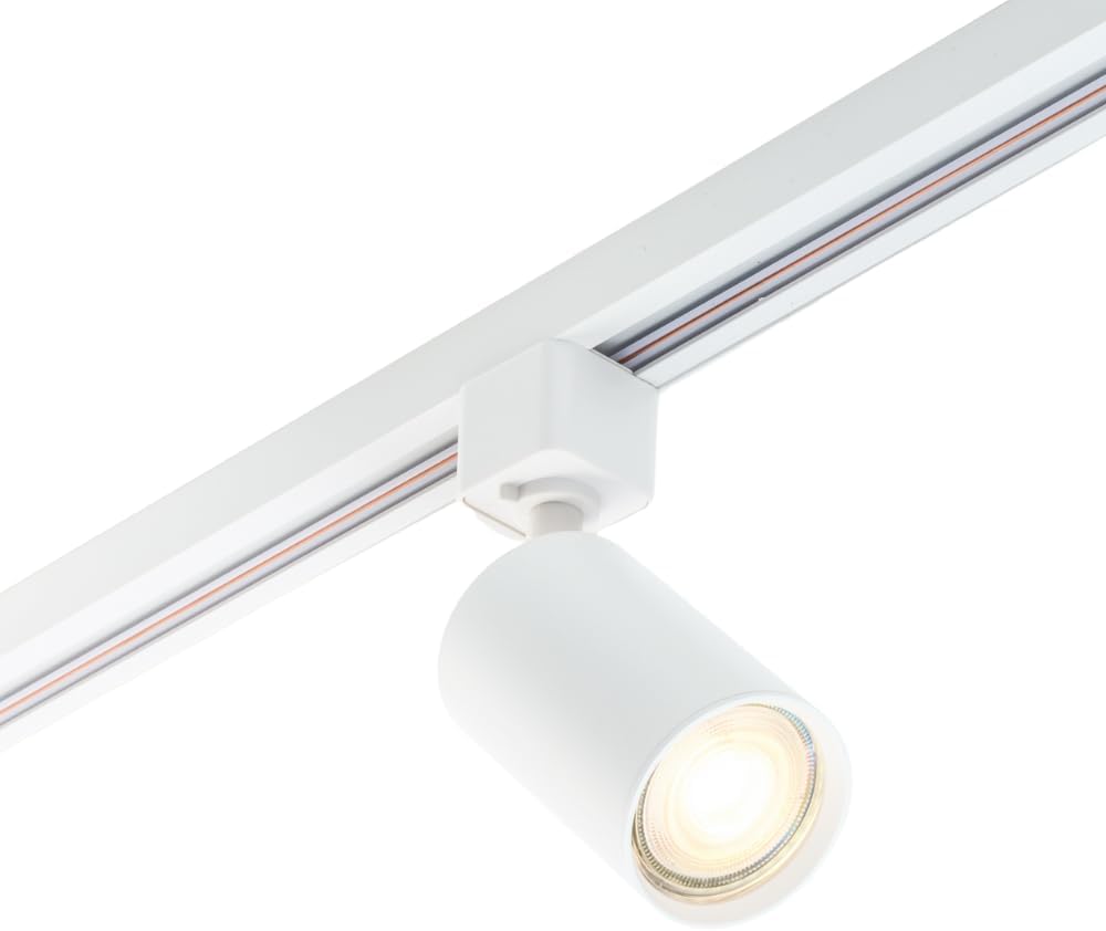 Qub FOCUS III – Spotbalken, 5-flammig – Schienensystem für Innenbeleuchtung, Komplett-Set mit 5 Spots für GU10 Leuchtmittel und 2 Schienen à 1 m = 2 m – Weiß