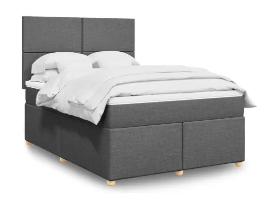 Sommier à lattes de lit avec matelas Gris foncé 160x200cm Tissu