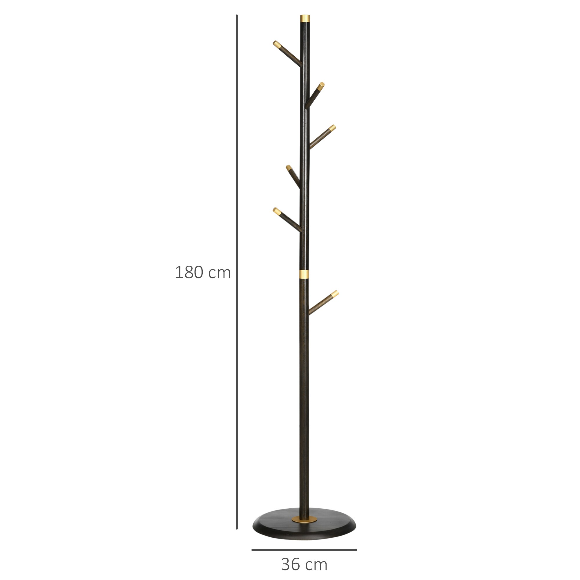 HOMCOM Garderobenständer mit sechs Haken natur 36L x 36B x 180H cm