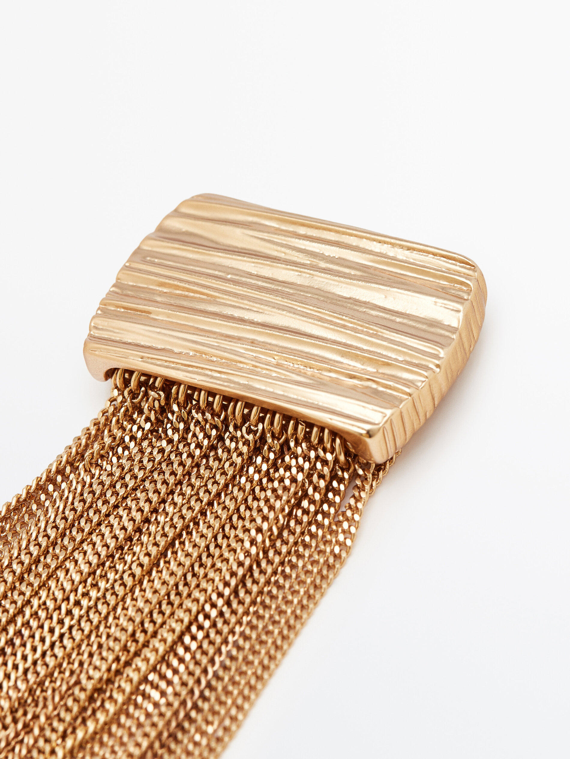 Pulseira de corrente texturizada banhada a ouro - DOURADA