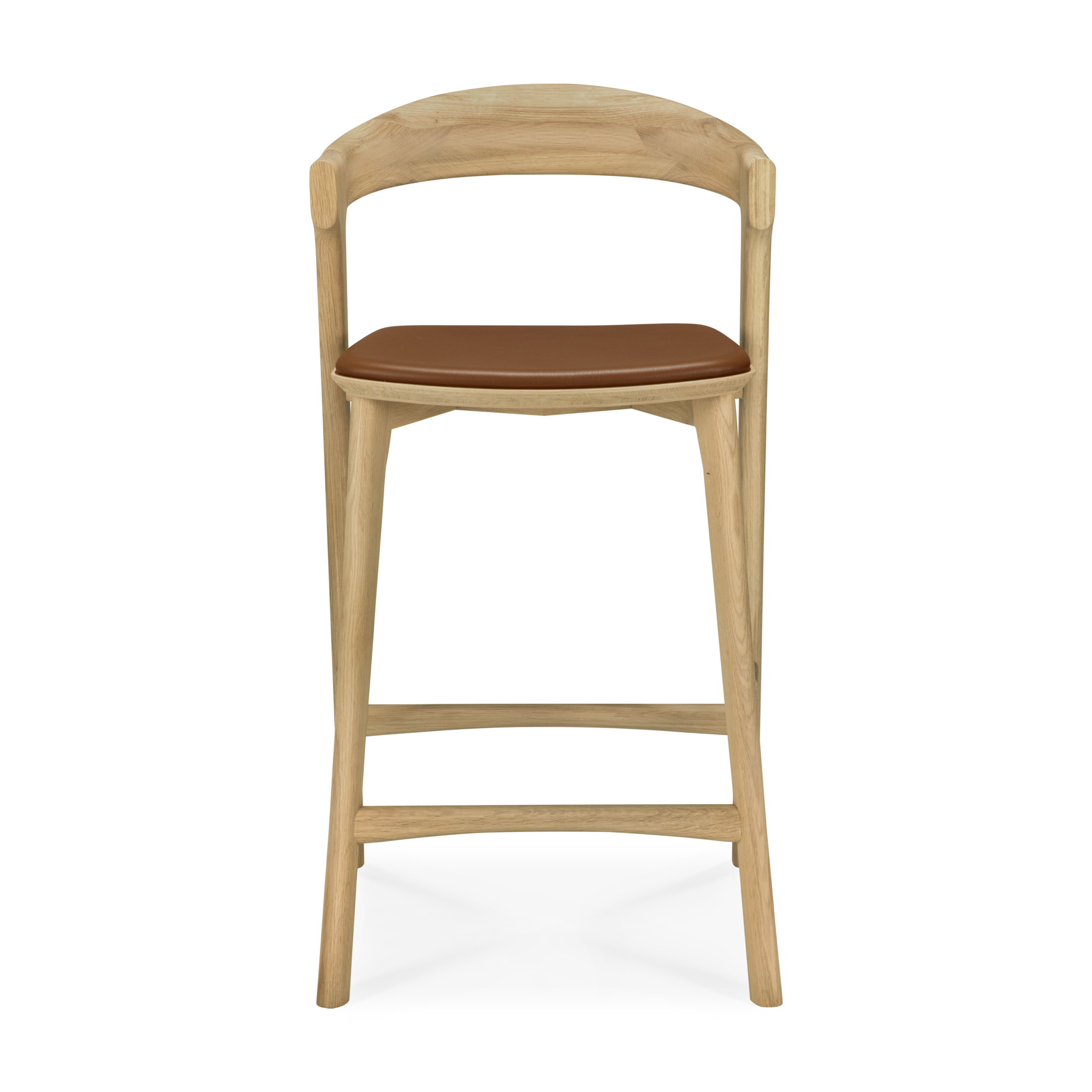 Barstoel Bok gelakt eiken/cognac leer 66 cm
