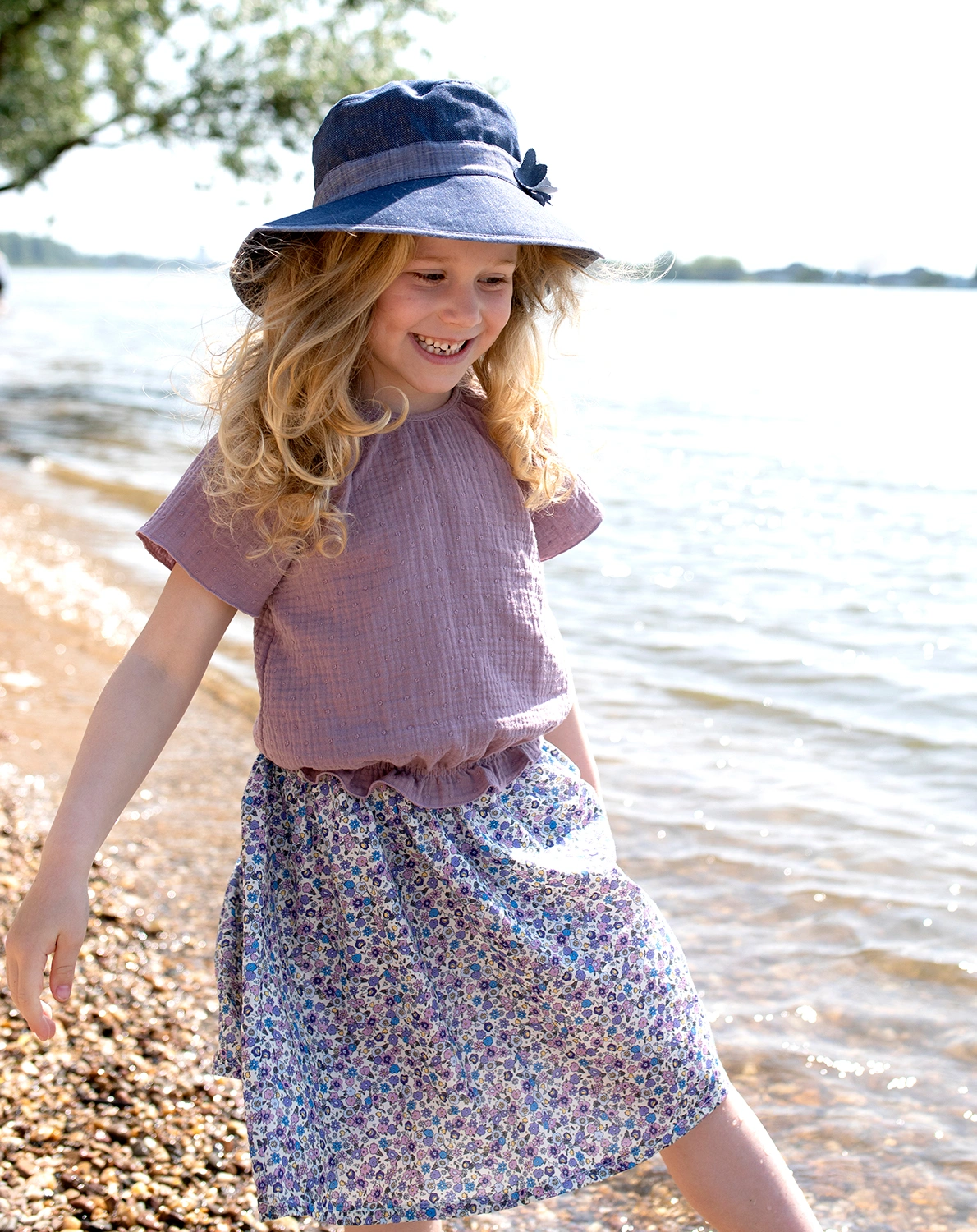 Mull-Bluse SOMMER in dark lavender