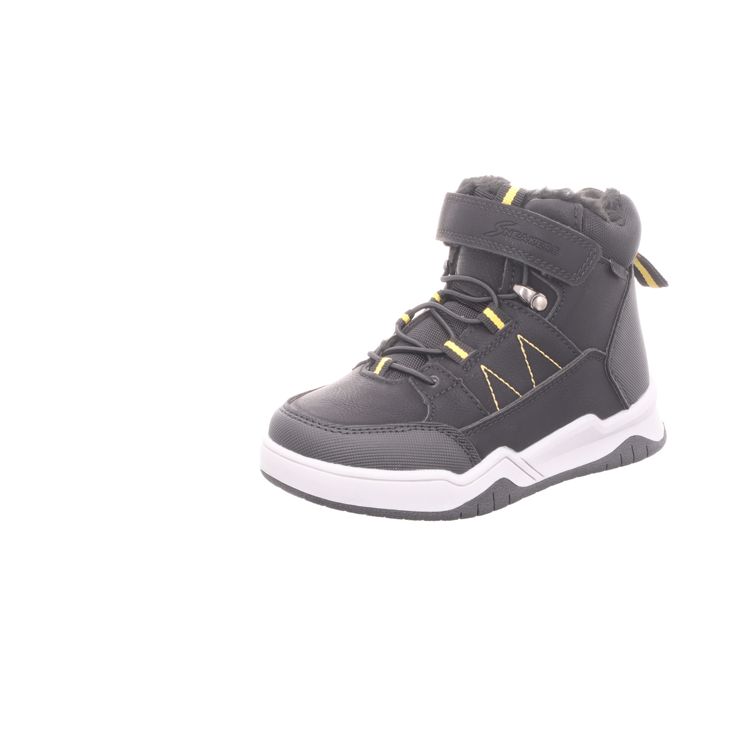 Sneakers Kinder-Jungen-Outdoor-Allwetterstiefel gefüttert Schwarz-Gelb-Weiß