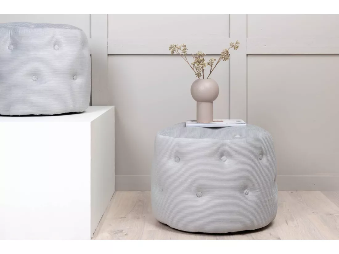 Pouf Capitonné en Velours Côtelé 