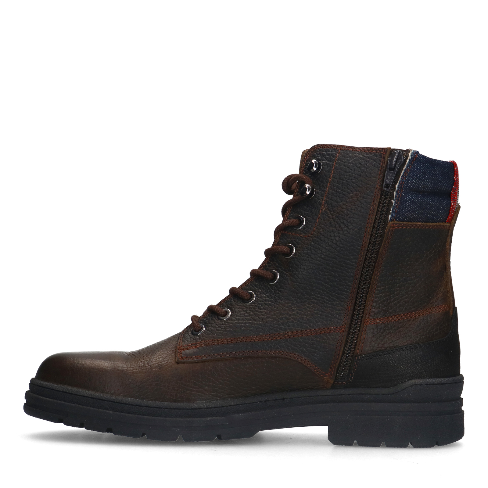 Donkerbruine leren veterboots