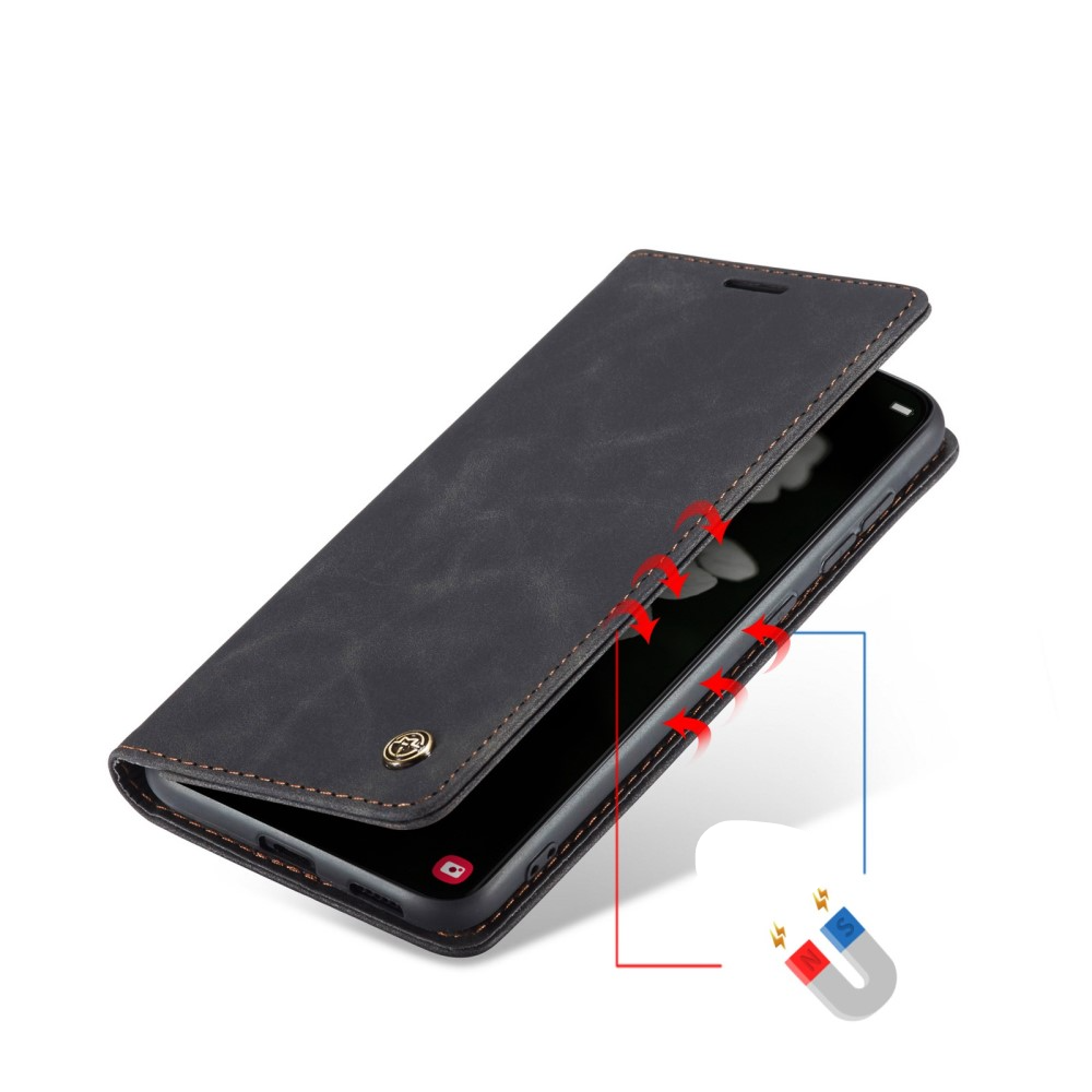 Samsung Galaxy S22 5G Leder Tasche Flip Wallet Etui mit Kartenfächern - Schwarz
