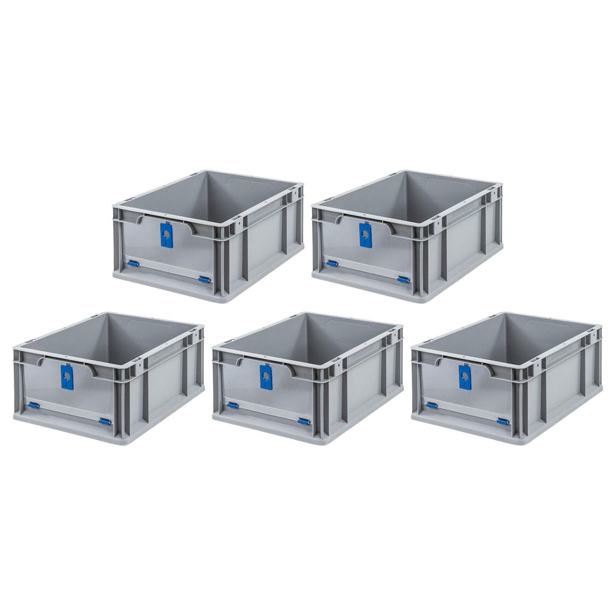 PROREGAL Value Pack 5x Eurobox NextGen Insight Cover HxBxD 17 x 30 x 40 16 Liter Lage/Blauwe Euro Container Transportbox