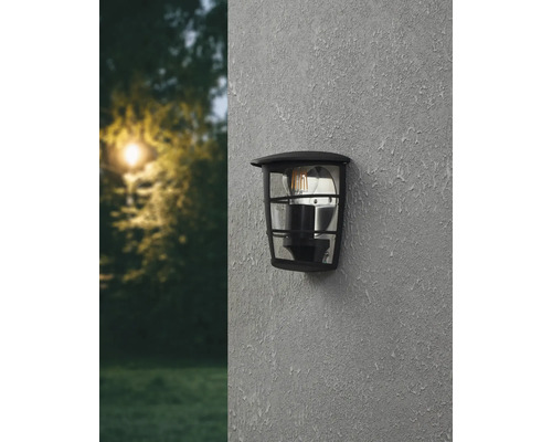 Buitenwandlamp, 1-lichts, H 20 cm, zwart