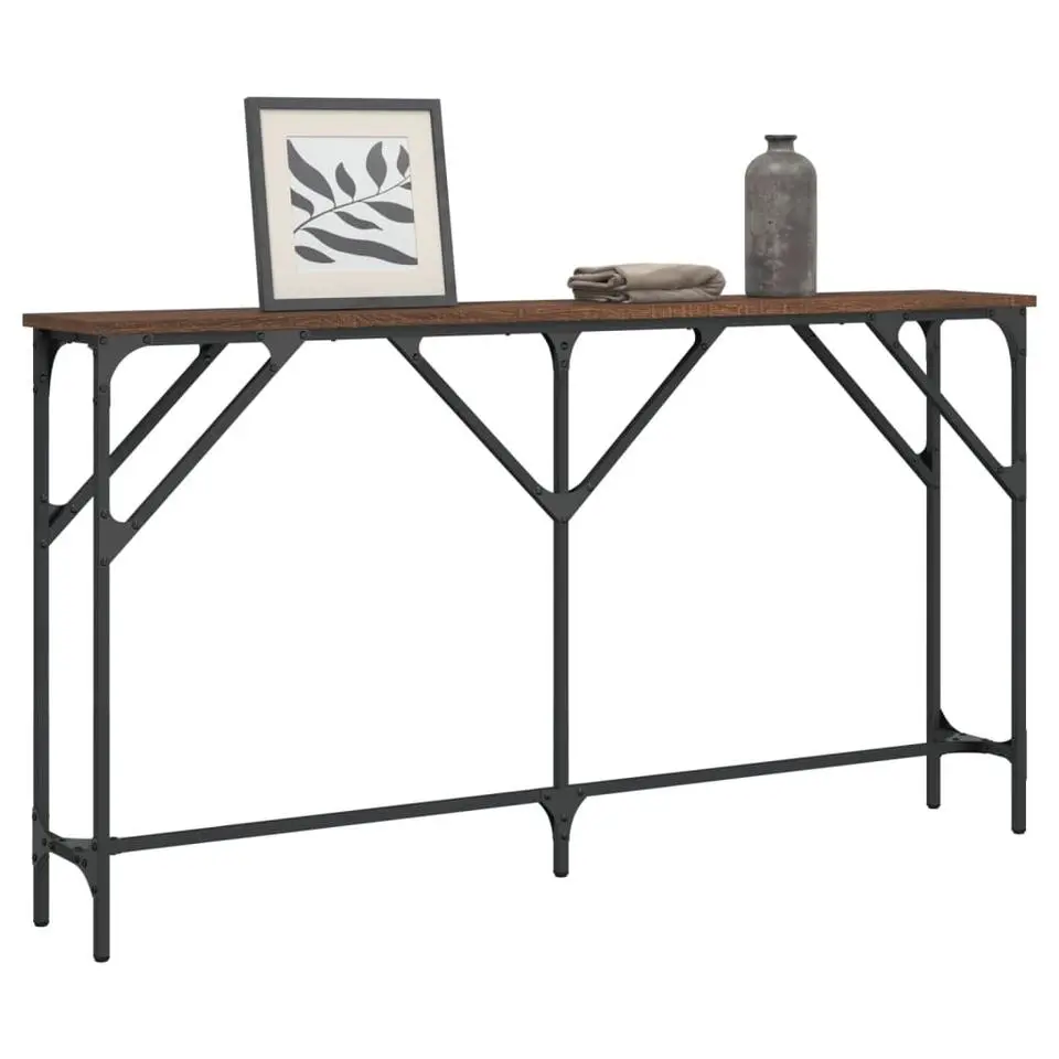 vidaXL - Consoletafel - Bruin eiken - Bewerkt hout - 140x23x75 cm