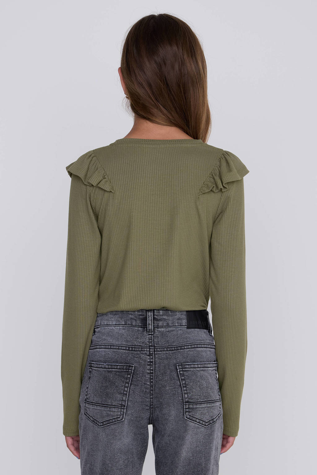 Coolcat Longsleeve Ruffels Rib Top Tegan Khaki
