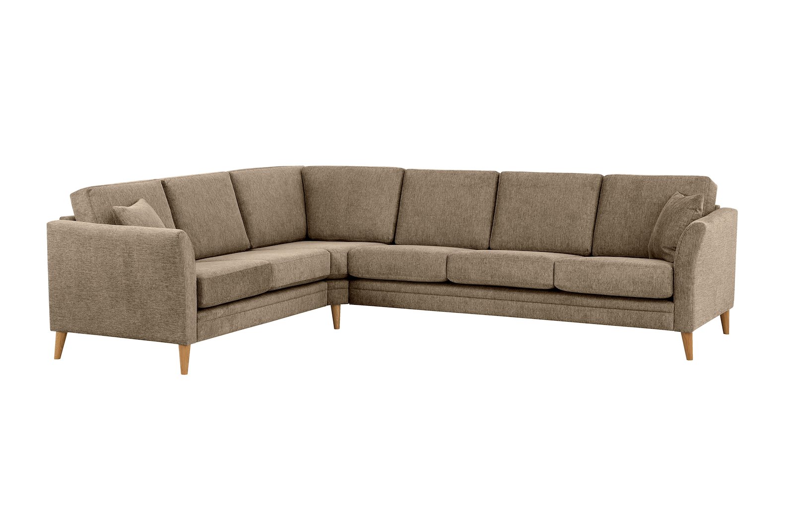 Eden hjørnesofa 23 hjørne i tekstil Brego 14 Latte med ben i eik natur (15137).