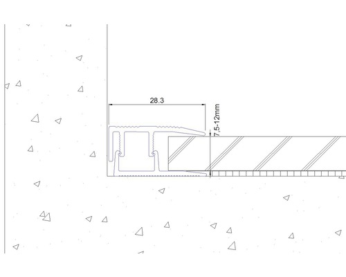 SKANDOR eindprofiel champagne geanodiseerd incl. cliprail 10x28x900 mm