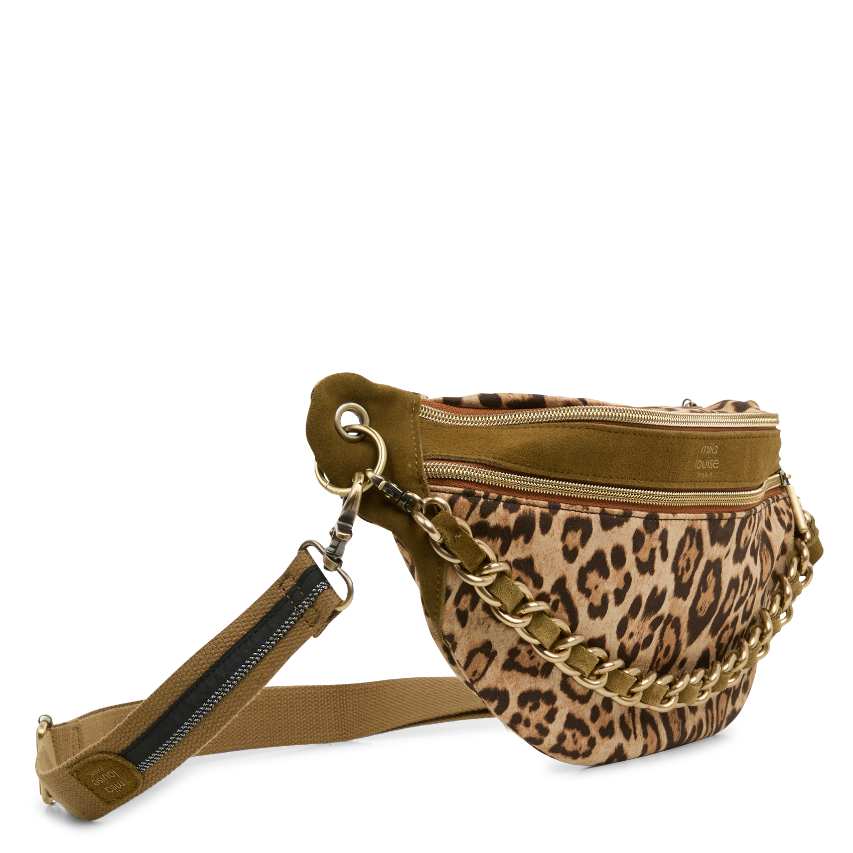 PETRA - Sac banane en cuir imprimé| Kaki