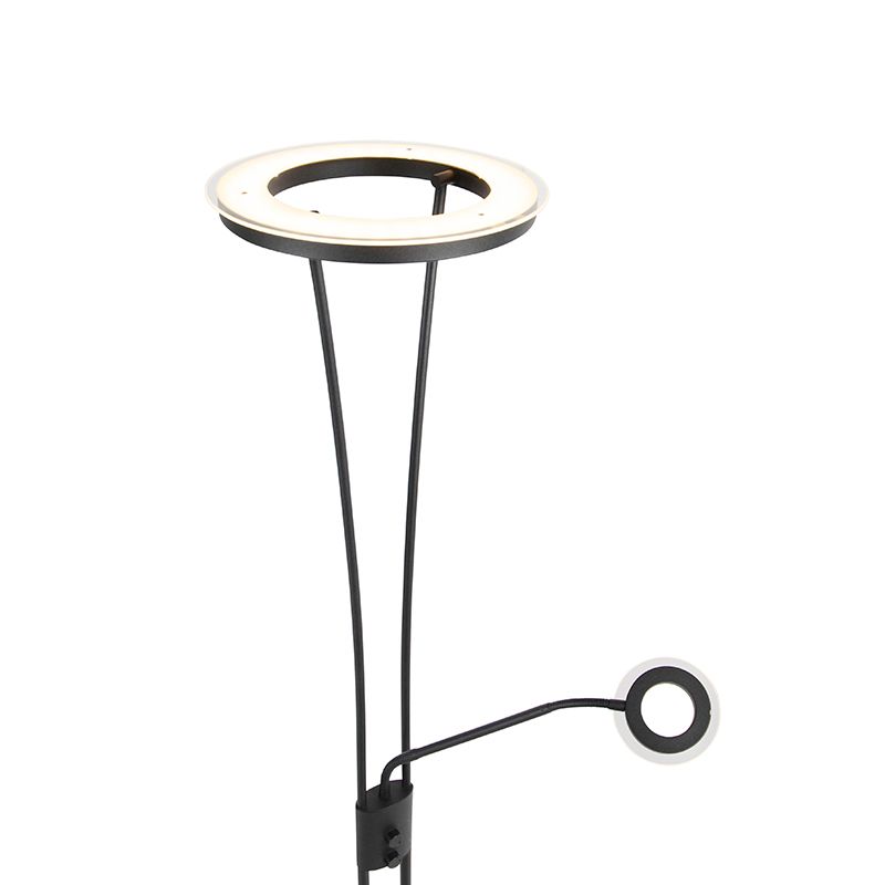 Moderne vloerlamp zwart incl. LED met leesarm - Divine