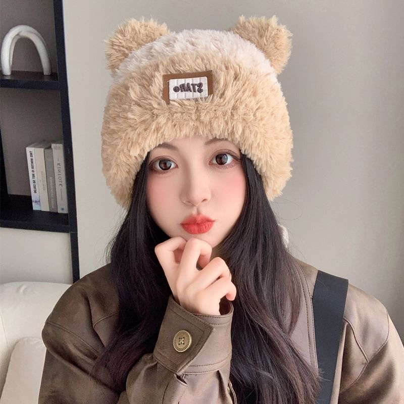 LANWO - Zachte beanie met berenoor
