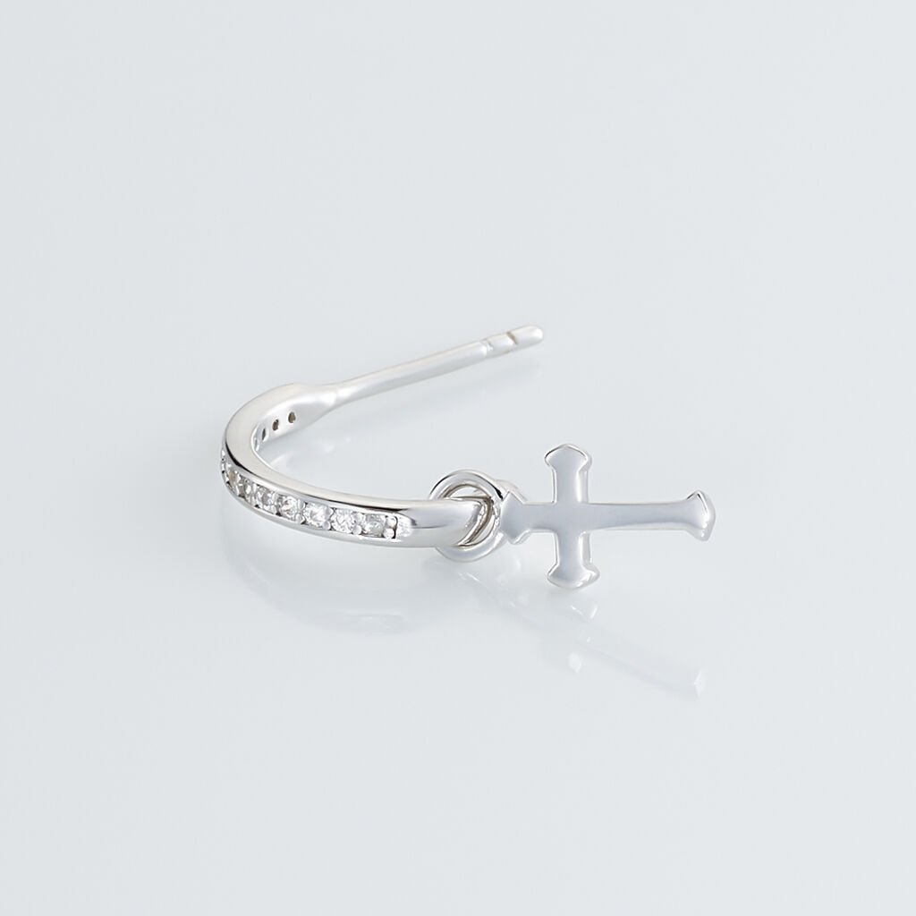 Créole Unitaire Ancelin Rondes Argent Blanc Oxyde De Zirconium