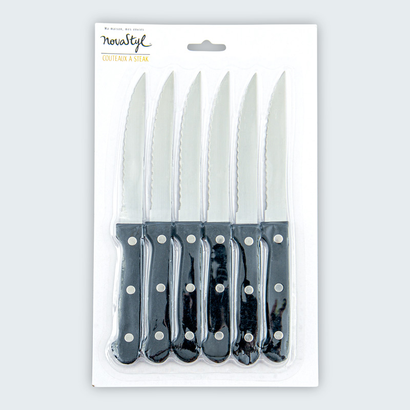 Lot de 6 couteaux à steak noir