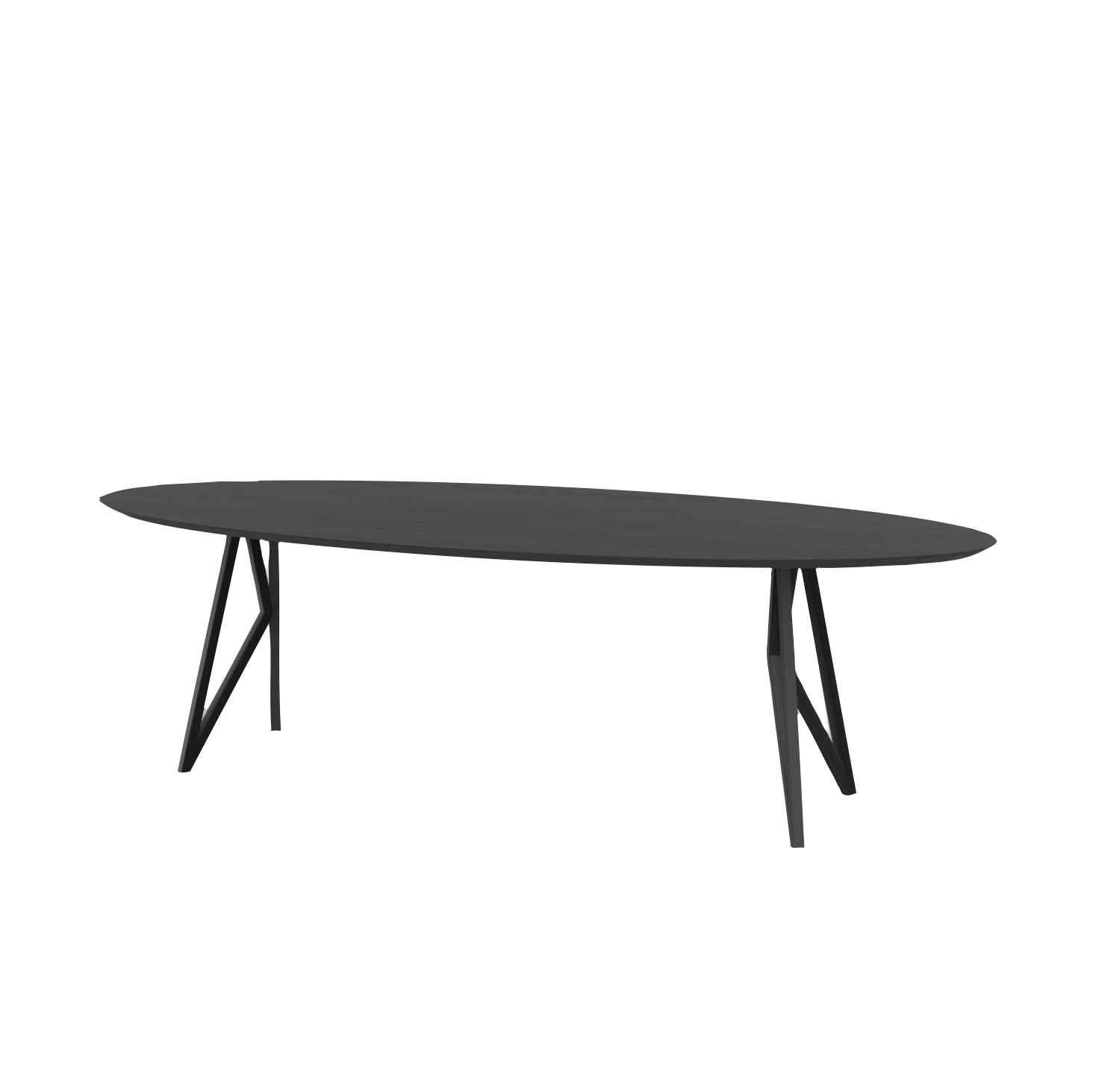 Studio HENK tafel Butterfly Ovaal - zwart frame, zwarte beits 300 x 120 | Zwarte Beits | Verjongde Rand | Frame Zwart