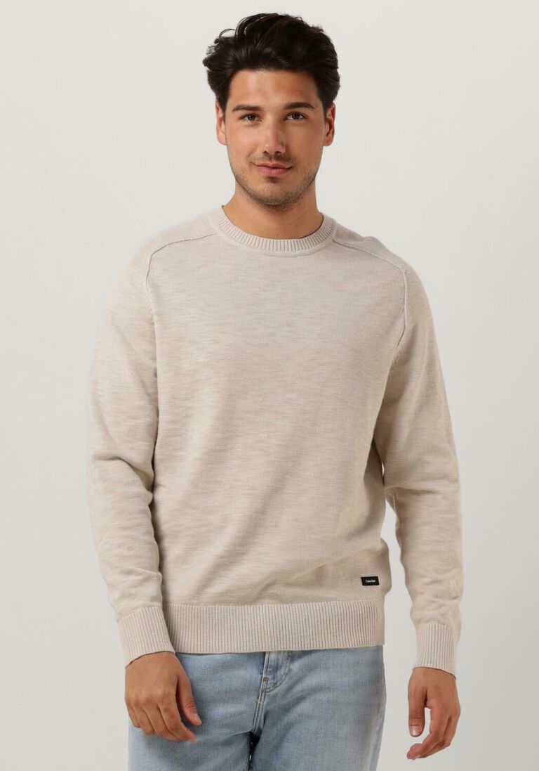 CALVIN KLEIN beige calvin klein trui slub texture sweater