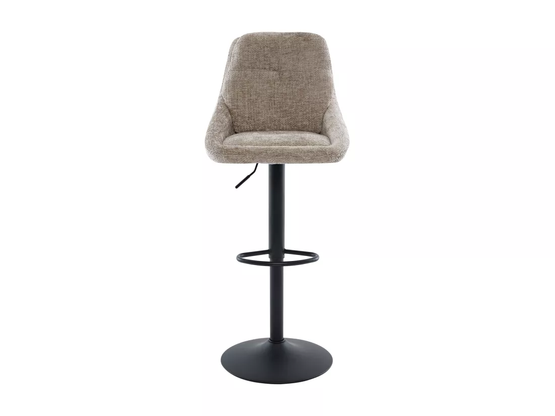 Lot de 2 tabourets de bar en tissu texturé et métal noir - Hauteur réglable - Taupe - LARANZA