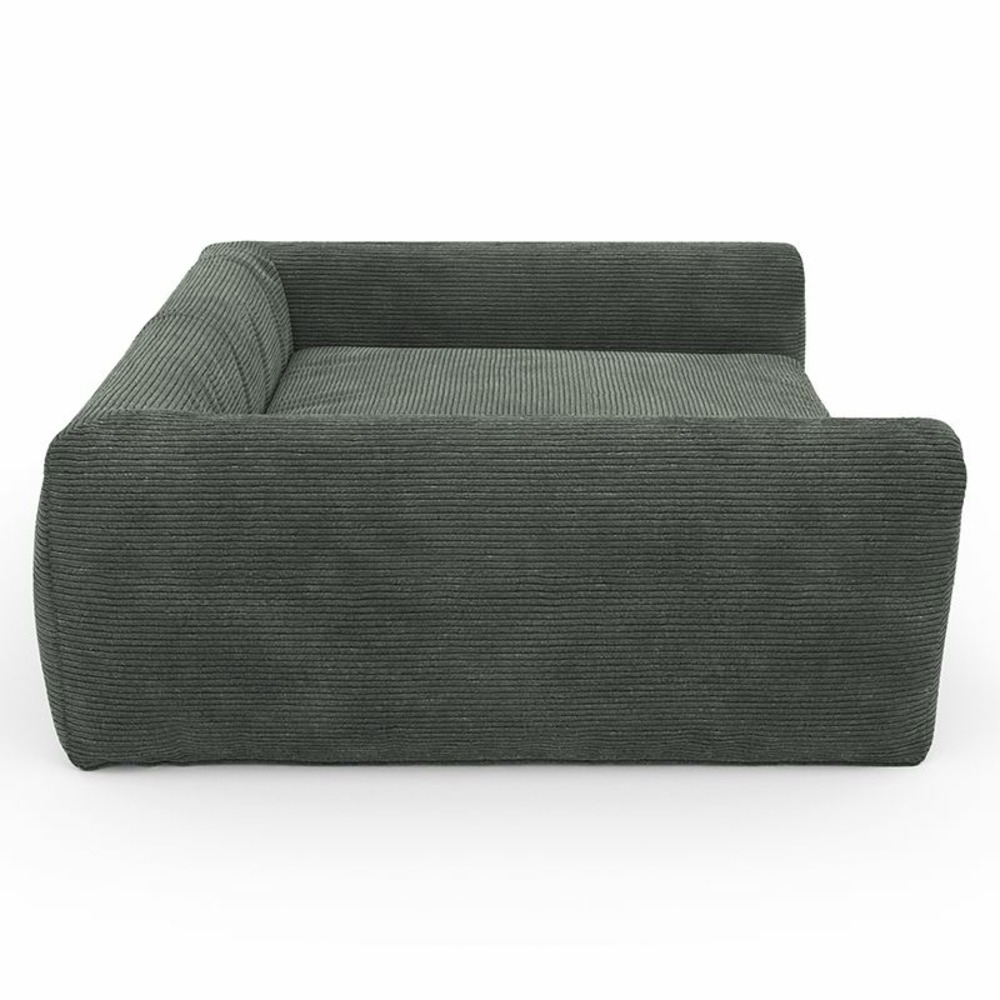 Panier pour chien leonard en tissu velours côtelé vert taille s