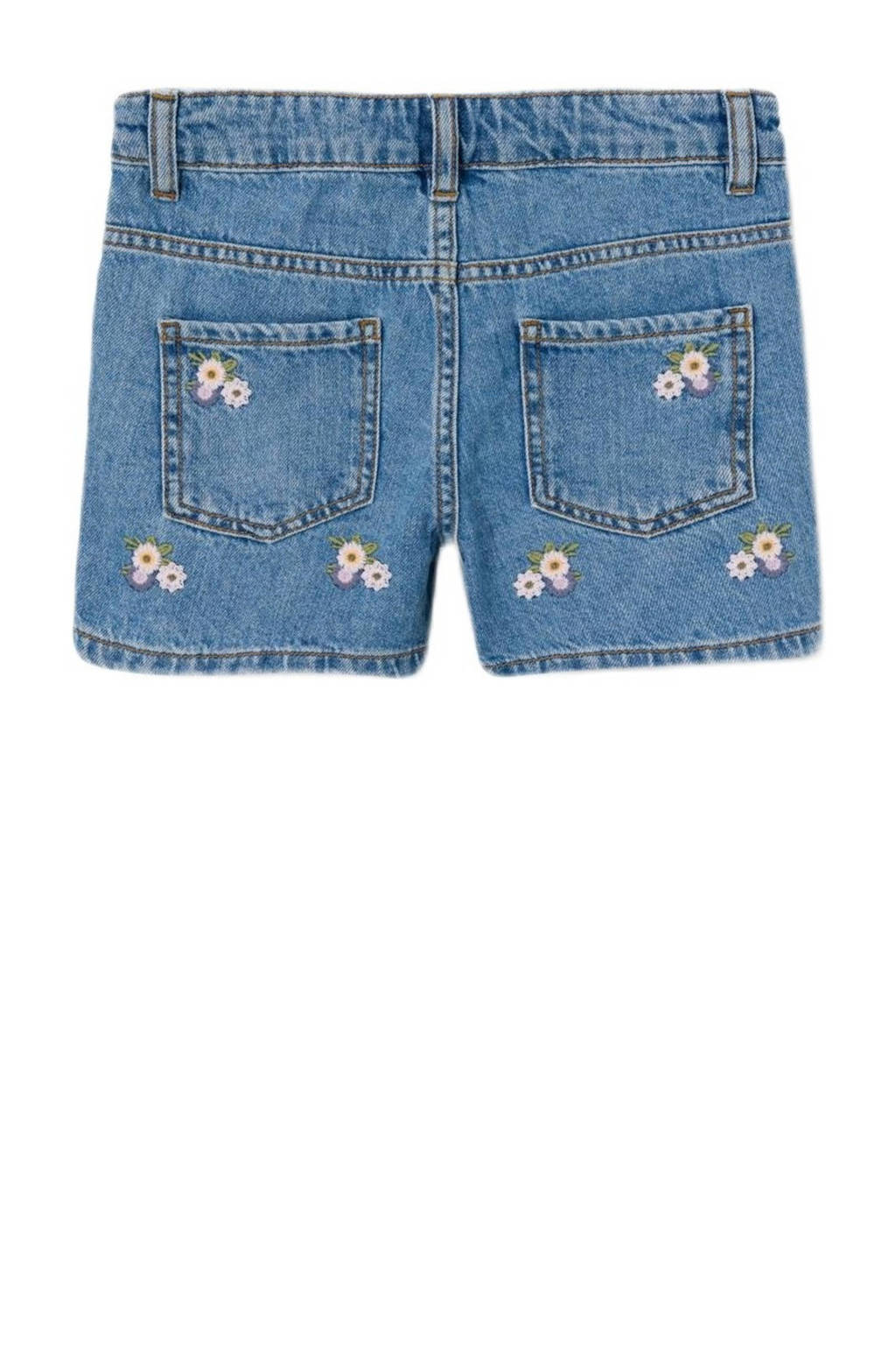 NAME IT gebloemde regular fit denim short NKFBELLA medium blue denim