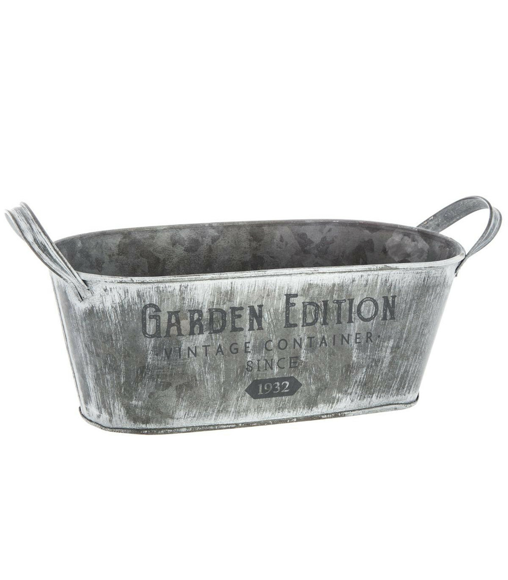 Lot de 3 jardinières en métal gris vintage