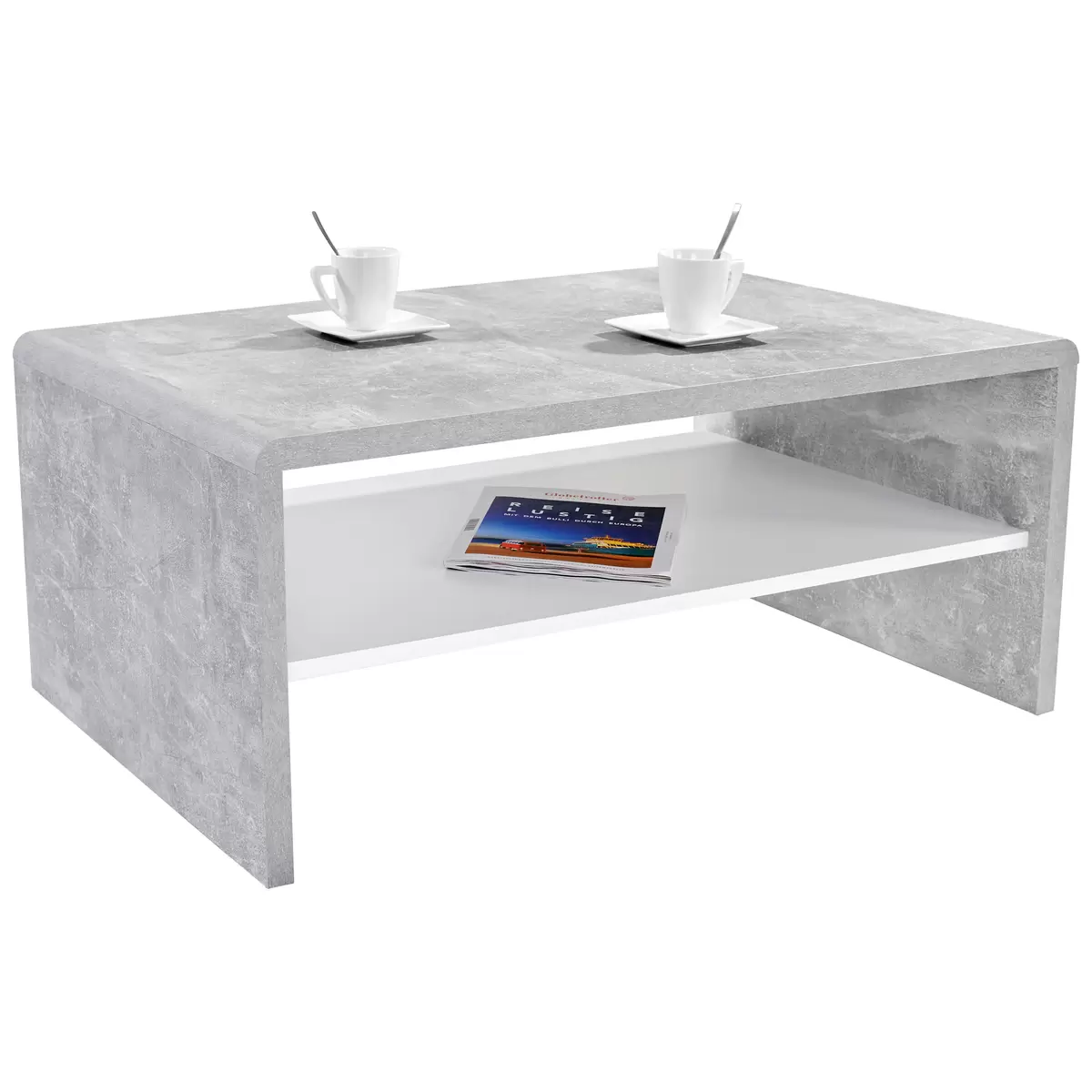 Salontisch Cala Luna weiss,Betonoptik