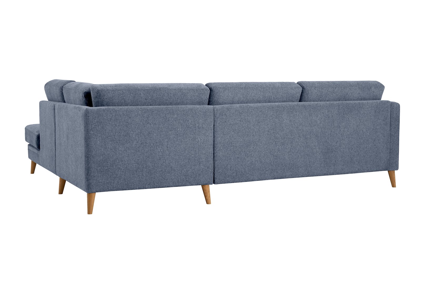 Eden hjørnesofa 2,5-seter med åpen ende høyre. Tekstil Thor 16/1 Light Blue med ben i eik natur (15137).