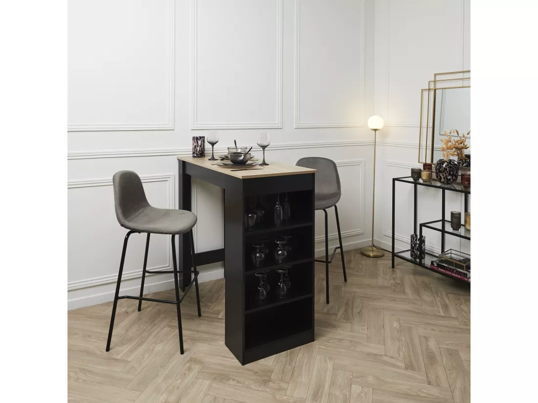 Chaise De Bar Giulia Gris - Lot de 2