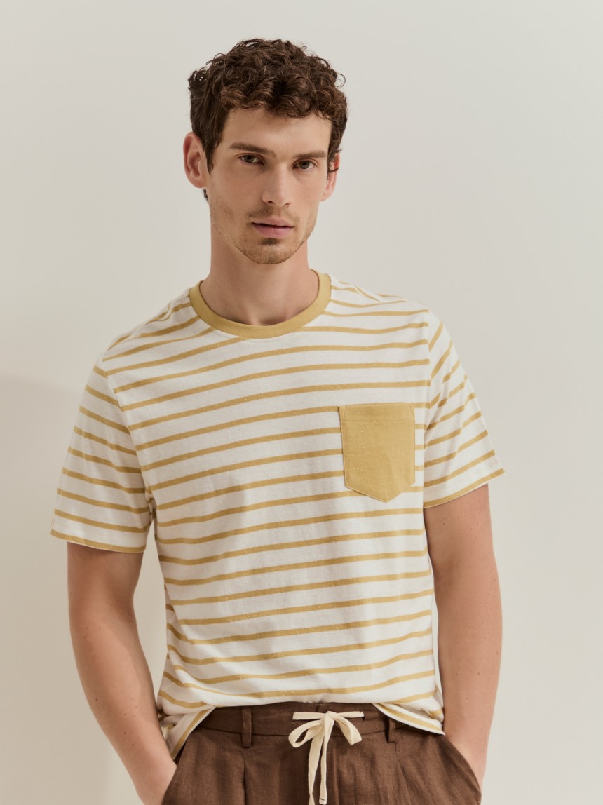T-shirt de manga curta em algodão às riscas