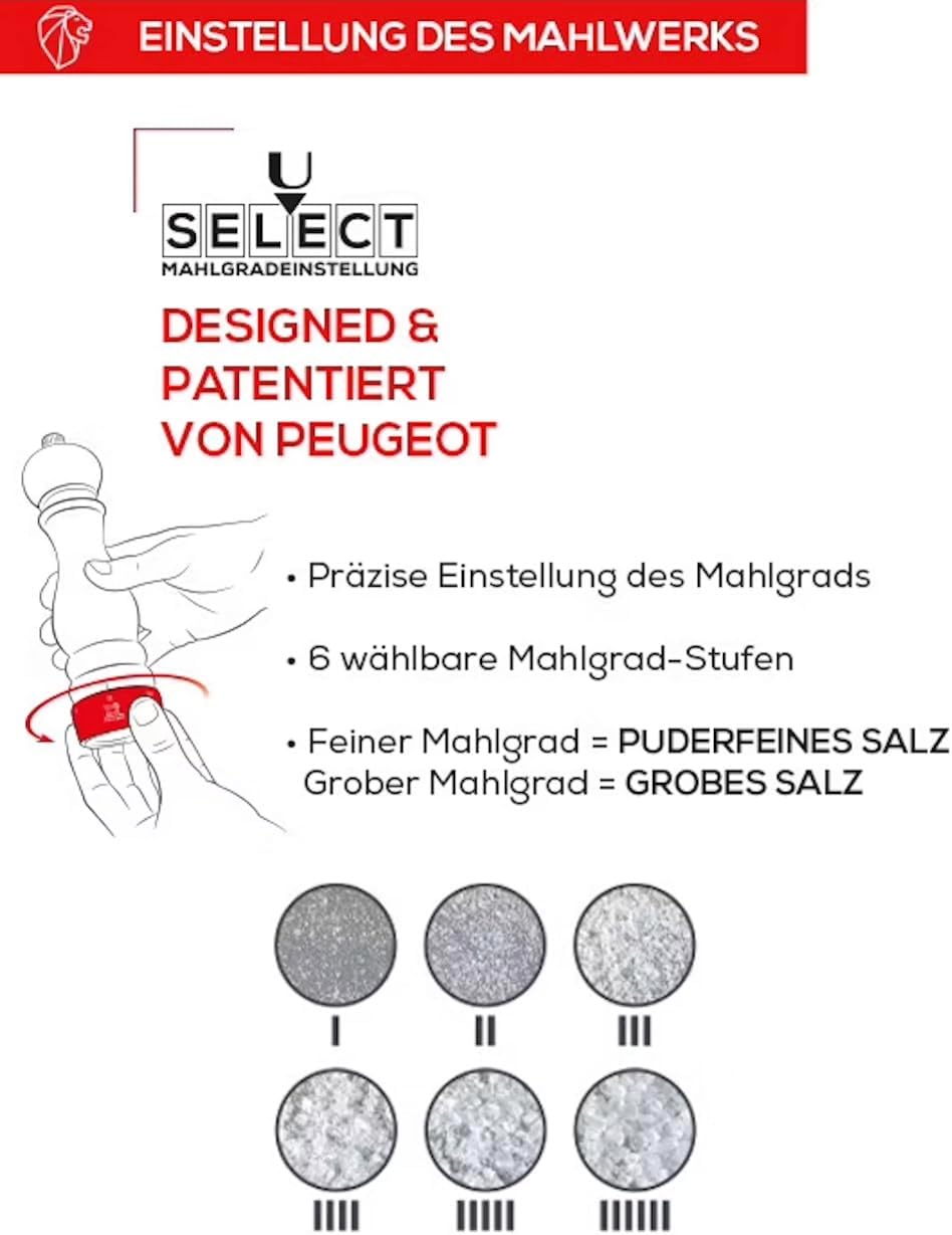 PEUGEOT - Set Line u‘Select 15 cm (Elektrische Pfeffermühle + Salzmühle) - Wiederaufladbar - 6 Mahlgrade - Zirlion-Mahlwerk für pulverfeines Salz - Aus Edelstahl - Französisches Know-how - Mattschwarz