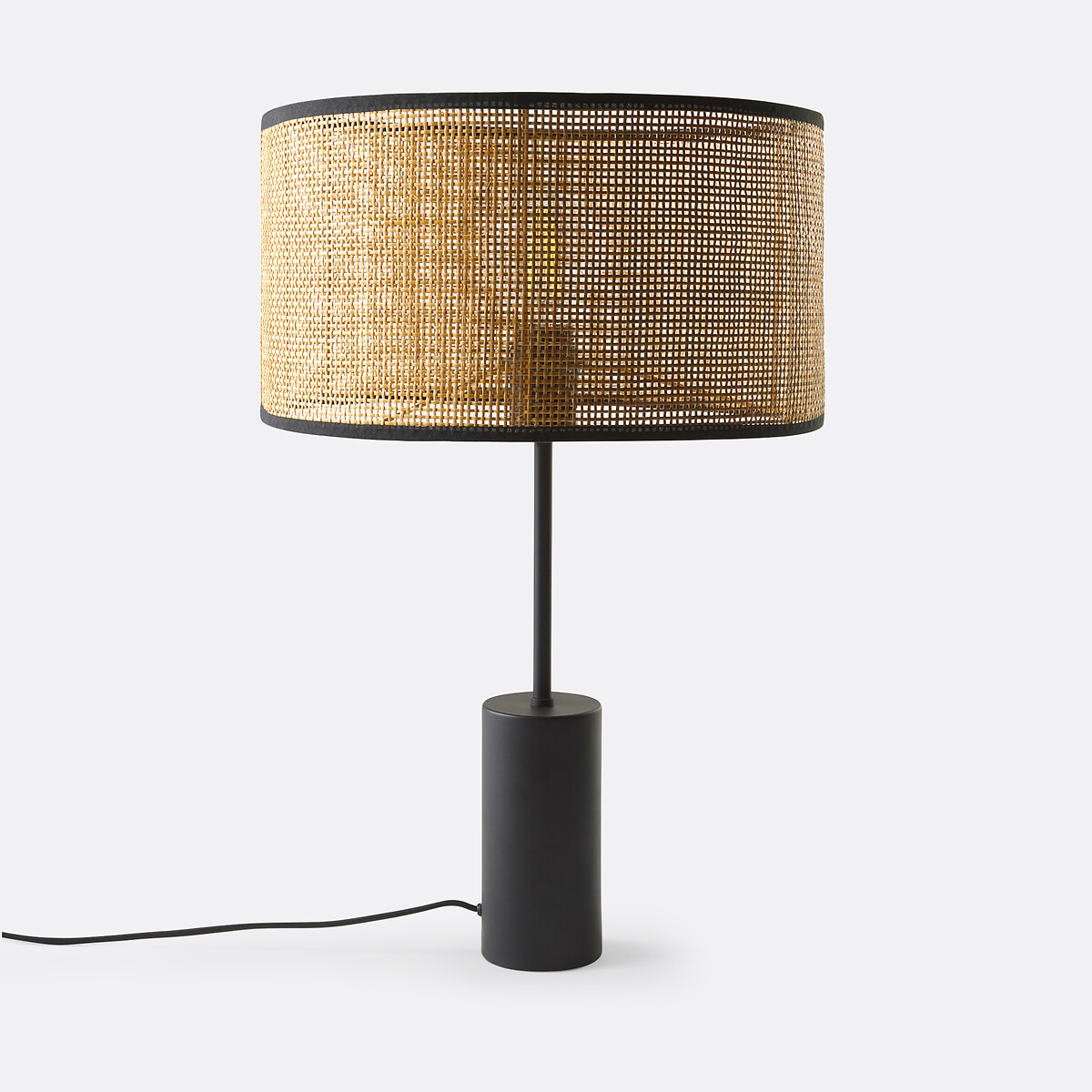 LA REDOUTE INTERIEURS<br>Candeeiro de mesa em metal e rotim, Cara