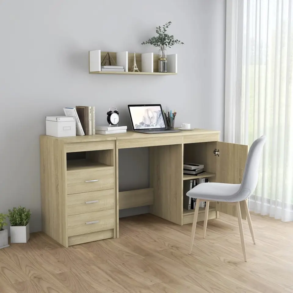 vidaXL - Bureau - Bruin - Bewerkt hout