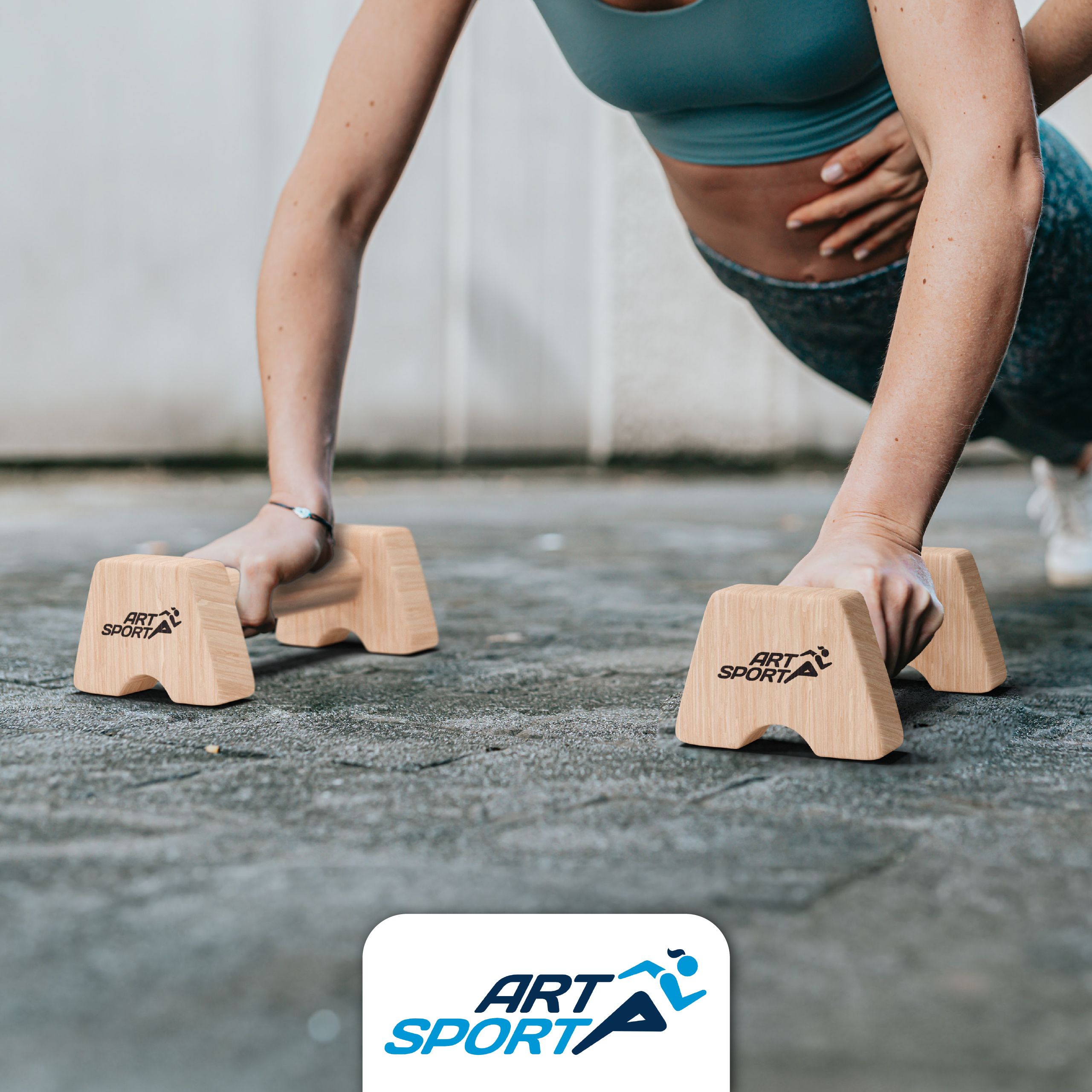 ArtSport Liegestützgriffe aus Holz M - Calisthenics, Parallettes, Liegestütz Barren, Indoor, Outdoor