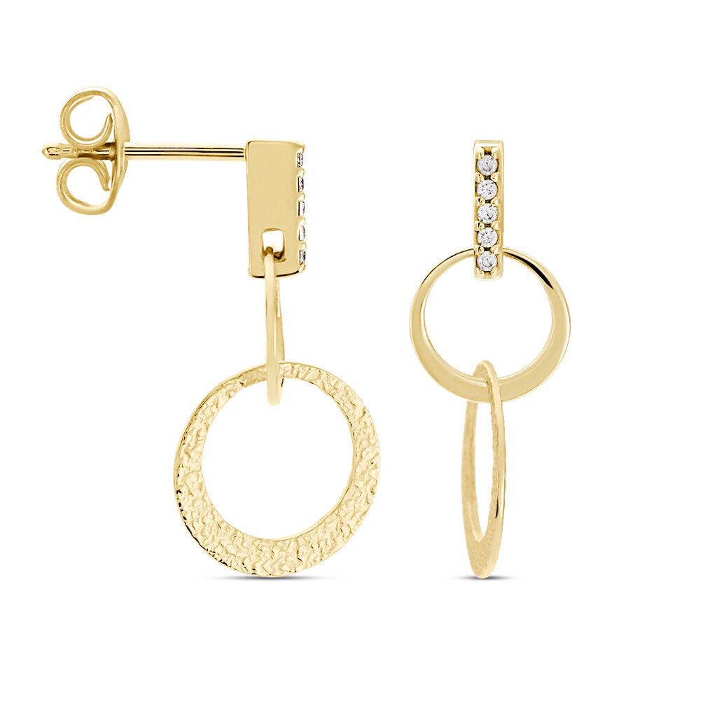 Boucles D'oreilles Pendantes Jenni Plaqué Or Jaune Oxyde De Zirconium