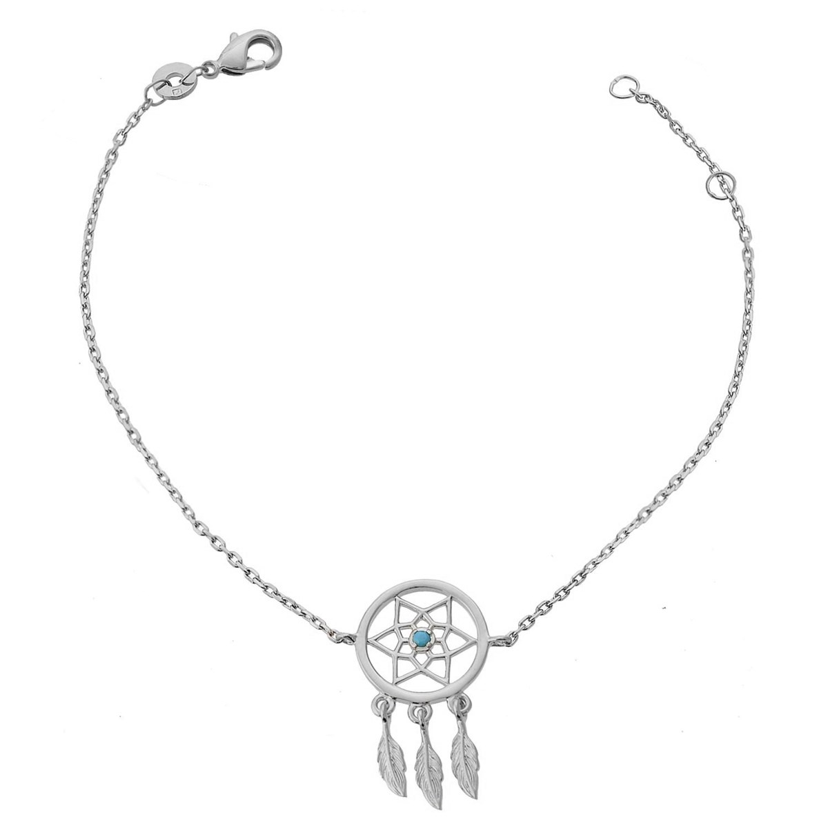 Bracelet attrape-rêve perle bleu turquoise Argent 925 rhodié