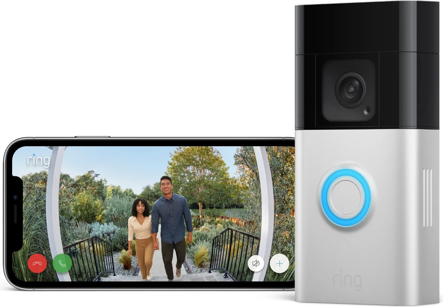 Ring Battery Video Doorbell Plus Nickel Satiné   Chime Sonnette connectée