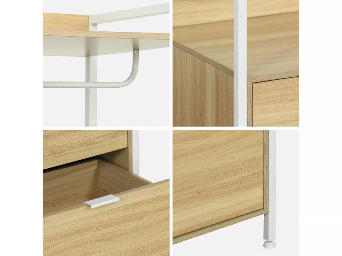 Module dressing blanc avec 1 penderie. 2 tiroirs et 1 étagère. L 60 x P 48 x H 190 cm