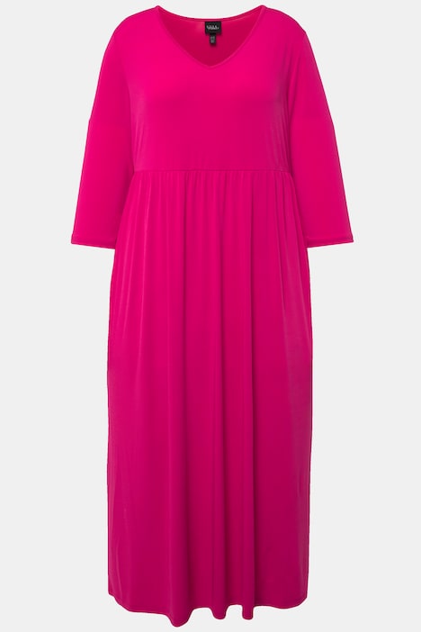 Jerseykleid, A-Linie, V-Ausschnitt, 3/4-Arm, Taschen