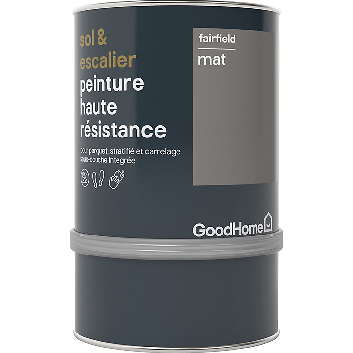Peinture haute résistance sol et escalier GoodHome gris Fairfield mat 0,75L