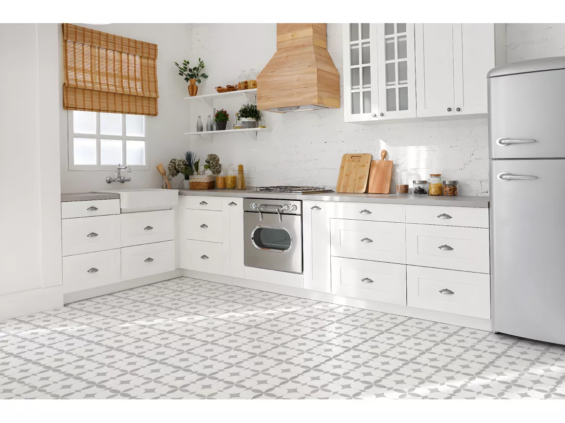 Carreaux autocollants PVC, Carrelage PVC adhésif - 9x30x30 - Cercles géométriques